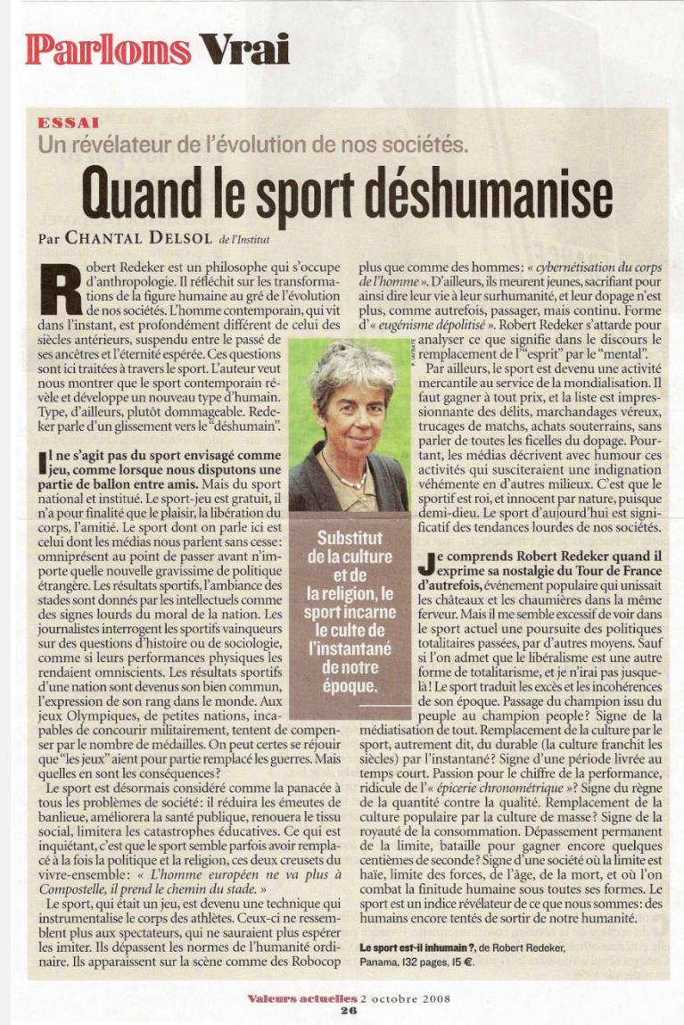 Chantal Delsol à propos de Robert Redeker